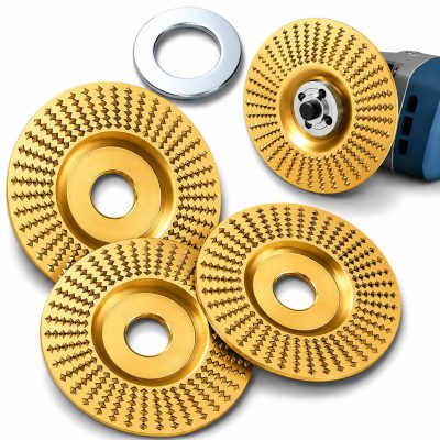 Angle Grinder Polishing Pad, Wood Carving Disc Set, Tungsten Carbide Grinding Wheel Wood Carving for 4" & 4-1/2" Grinders, Woodworking Attachment for Cutting, Shaping, Sanding (3*Flat Surface)